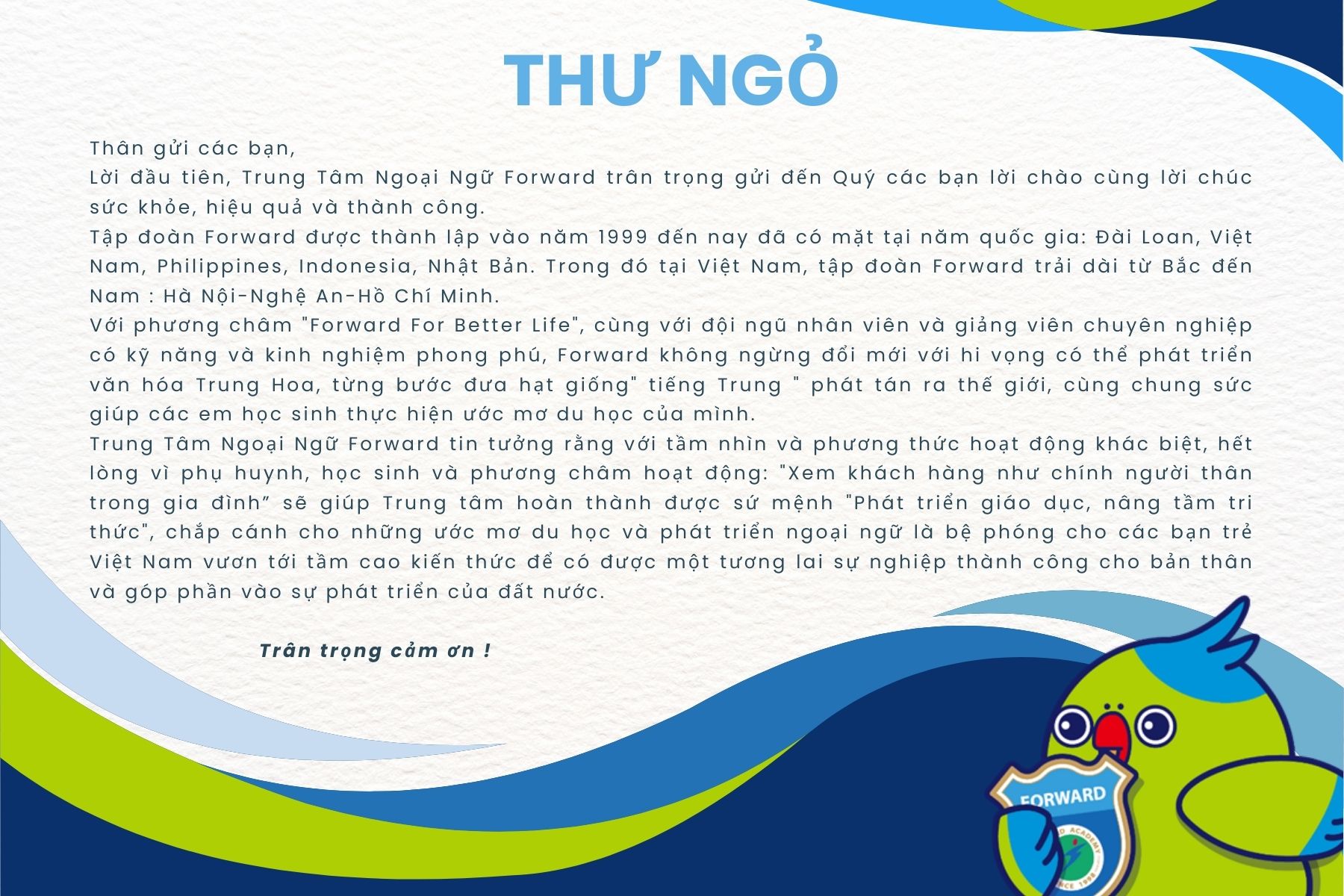 TRUNG TÂM NGOẠI NGỮ FORWARD - DU HỌC ĐÀI LOAN